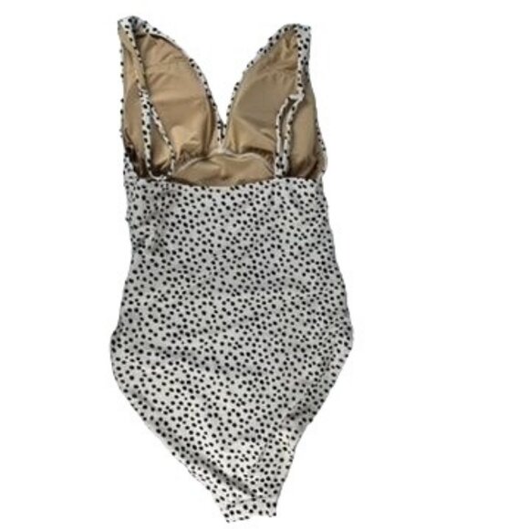 Old Navy Womens S Tall Cheetah Polka Dot One-Piece Swimsuit Ruffles UPF - Picture 4 of 12
